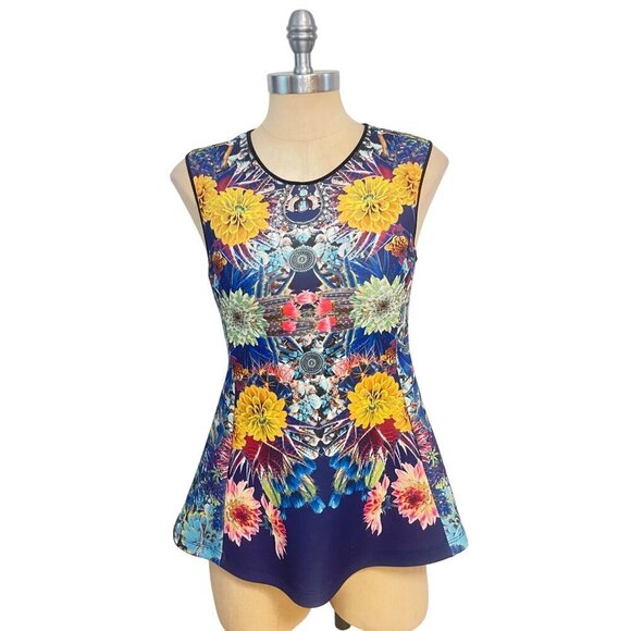 Clover Canyon Floral Peplum Sleeveless Top Size Medium - Picture 1 of 5
